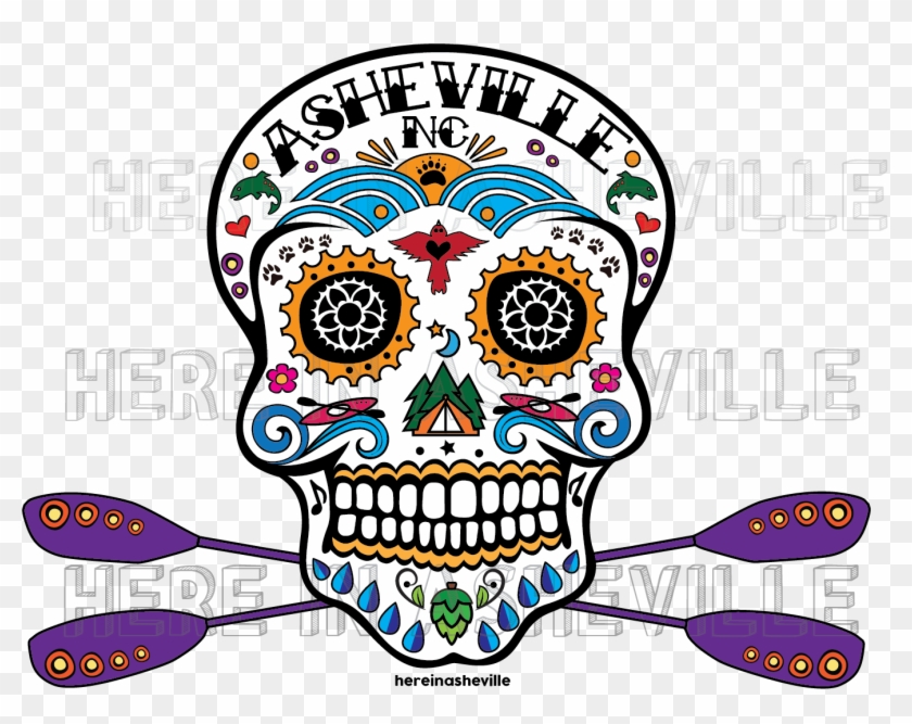 Asheville Sugar Skull Sticker Pink Or Purple Paddles Clipart #2929112