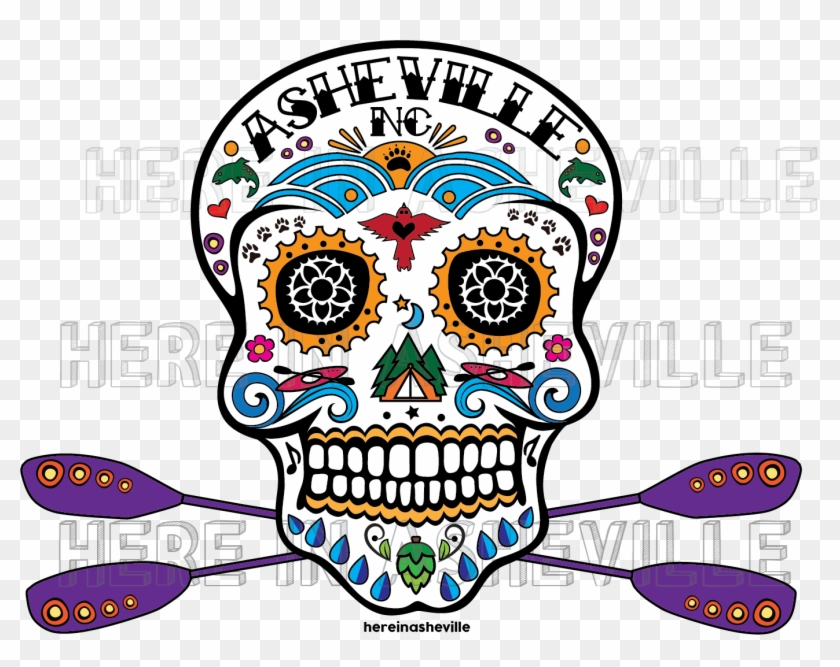 Asheville Sugar Skull Sticker Pink Or Purple Paddles Clipart