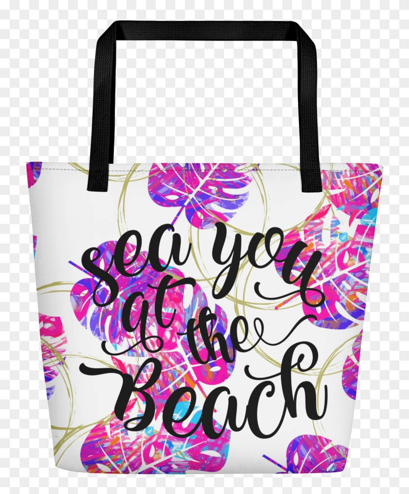 Sea You At The Beach Palm Leaf Beach Tote Clipart