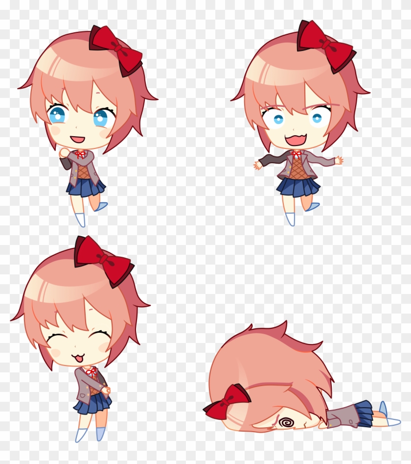 Reddit Sayori Fanfiction Pictures Chibi Png Reddit - Doki Doki Literature Club Chibi Sprites Clipart