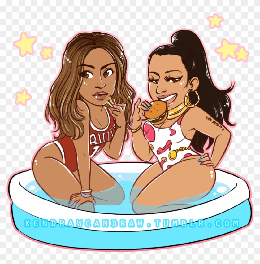 Beyonce & Nicki Minaj Feeling Myself Art - Nicki Minaj Beyonce Art Clipart #2931603