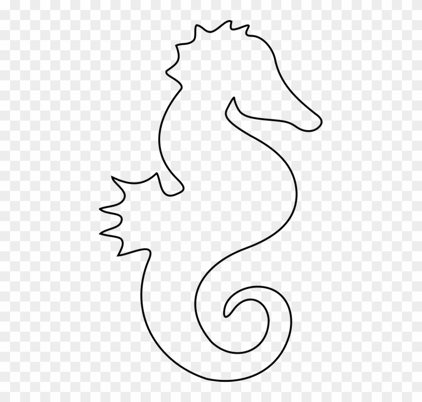 Black And White Library Free Image On Pixabay Ocean - Template Of A Seahorse Clipart #2933621