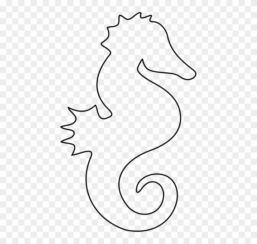 Black And White Library Free Image On Pixabay Ocean - Template Of A Seahorse Clipart