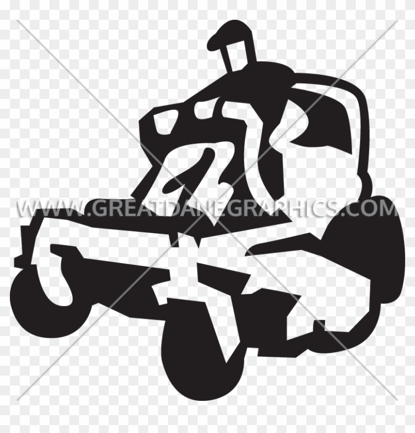 Man Lawn Mowing - Lawn Mower Silhouette Design Clipart