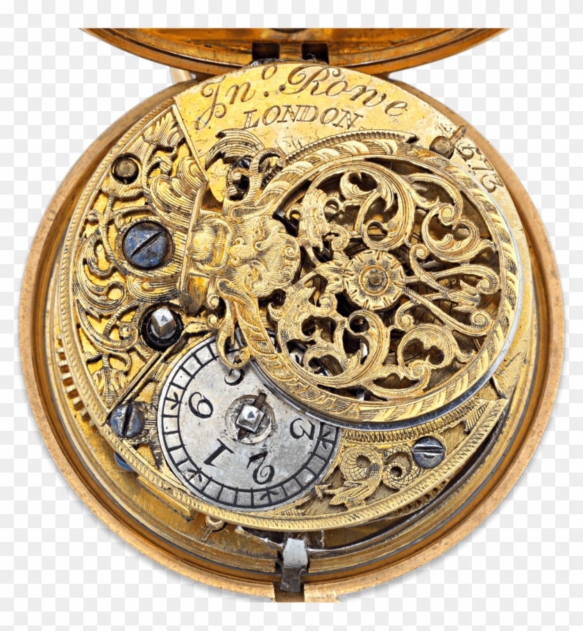 18th-century English Gold Pocket Watch - Gold Pocket Watch Clipart