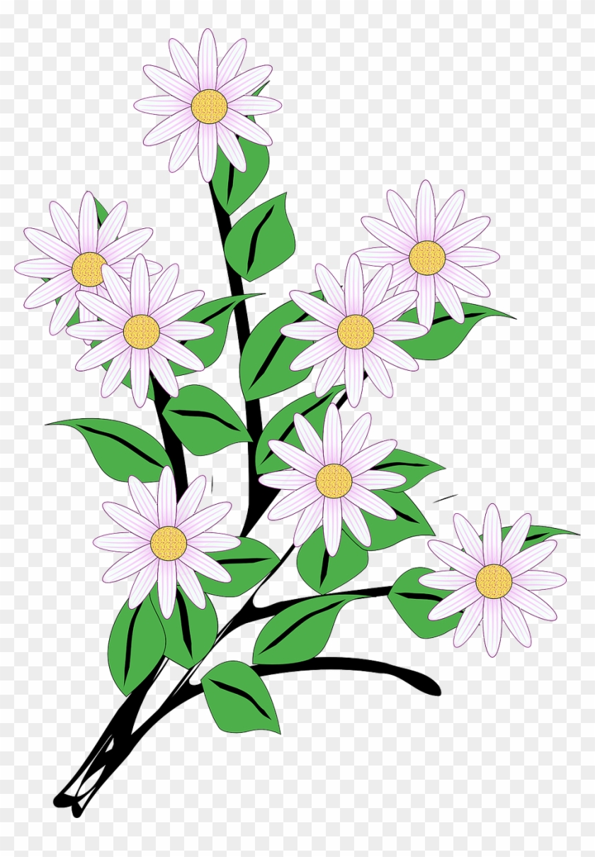 Flowers Bunch Spring Blooms Png Image - Flowers And Leaves Cartoon Clipart #2935920