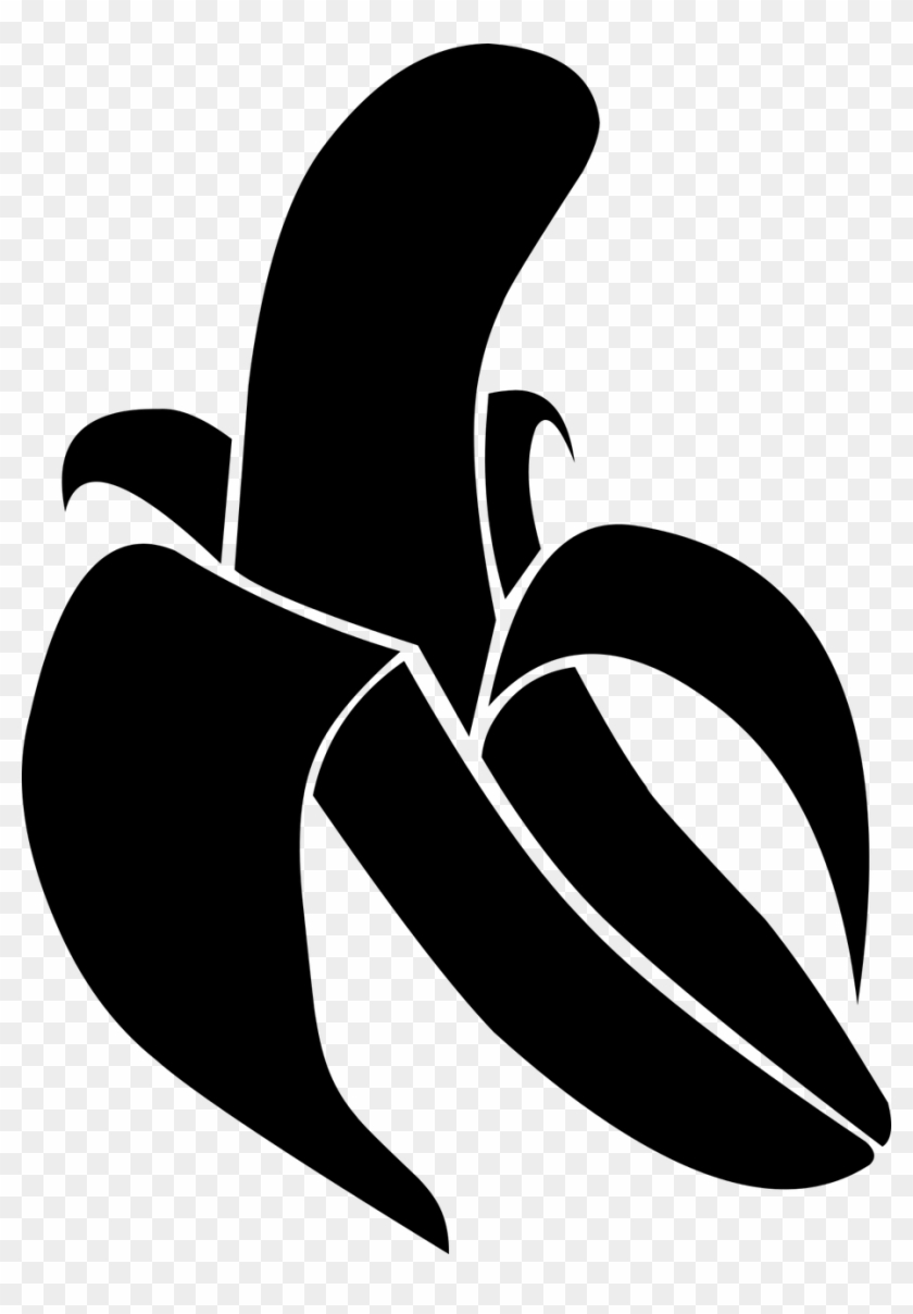 Banana Black Free - Fried Banana Clipart Black And White - Png Download