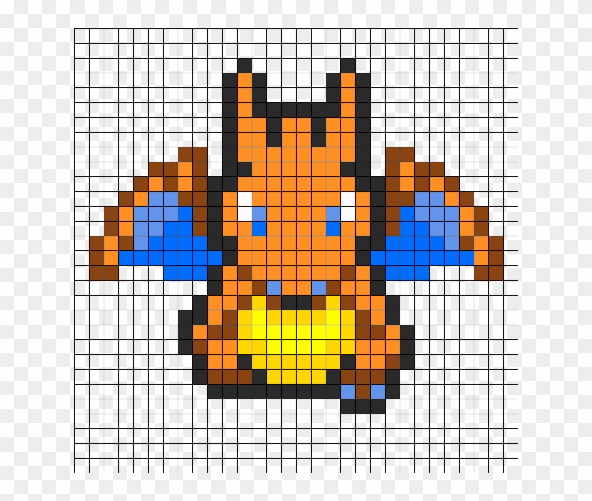 Perler Bead Pattern - Pixel Art Pokemon Dracaufeu Clipart