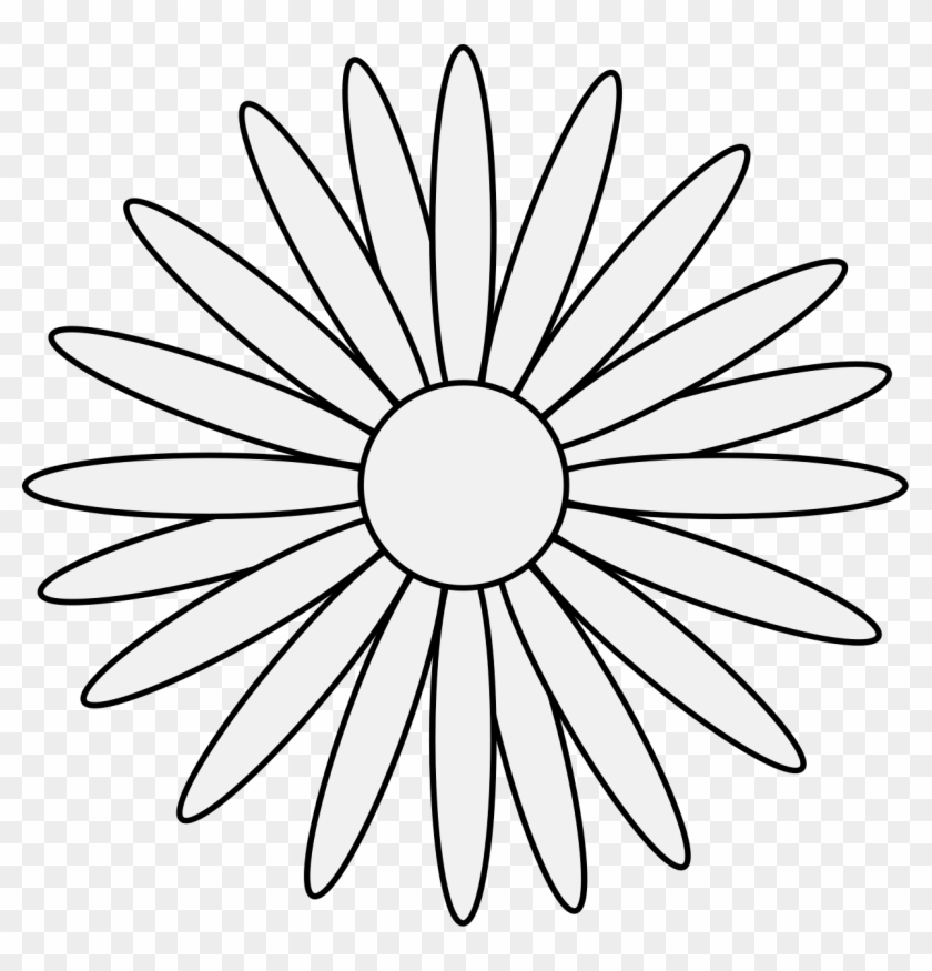 Daisy Traceable Heraldic Art Daisy Flower Doodles Transparent - Transparent Flower Clipart Black And White - Png Download #2940727