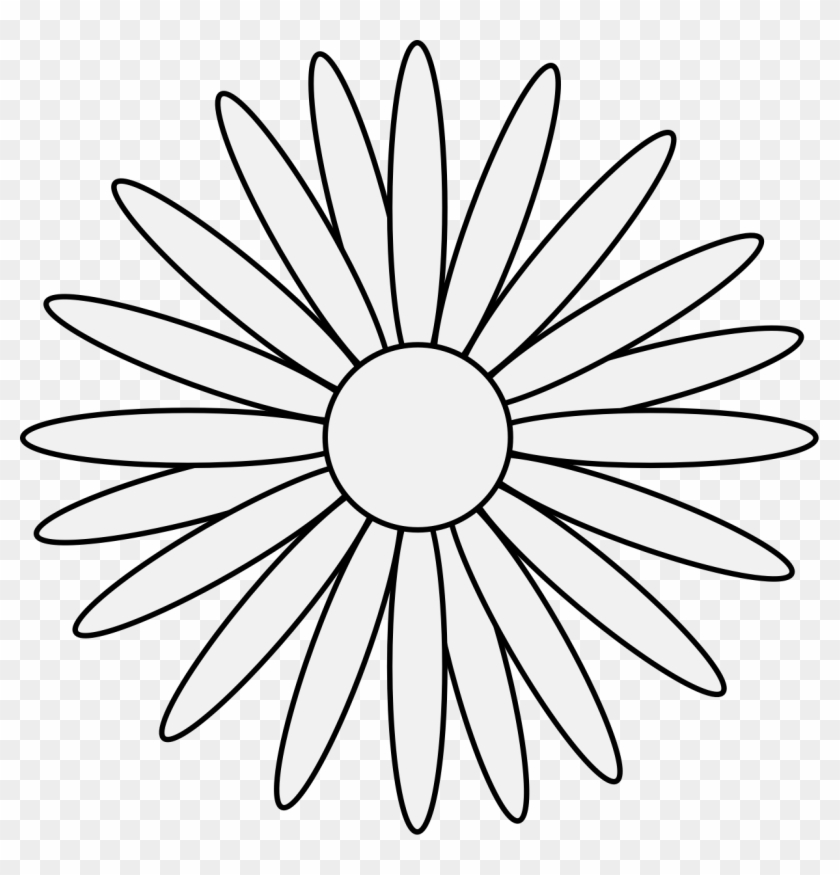 Daisy Traceable Heraldic Art Daisy Flower Doodles Transparent - Transparent Flower Clipart Black And White - Png Download