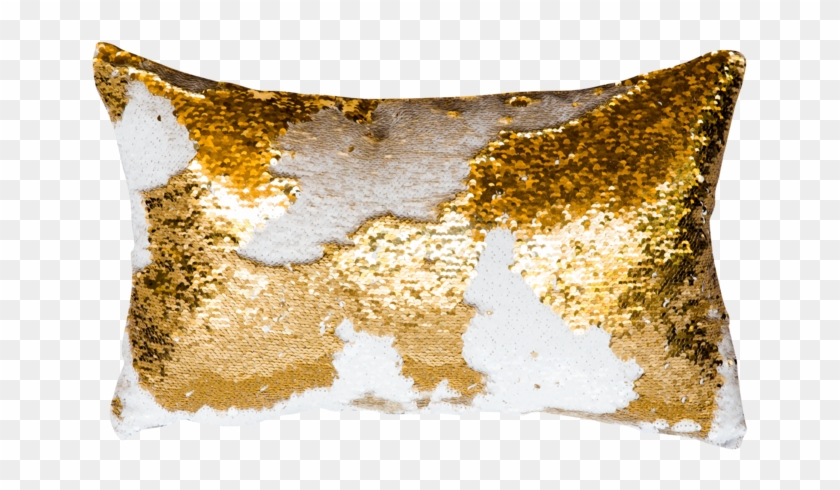 White And Gold Sequin Pillow - Sequin Pillow Transparent Png Clipart