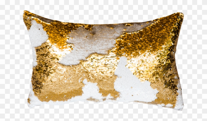 White And Gold Sequin Pillow - Sequin Pillow Transparent Png Clipart #2941311