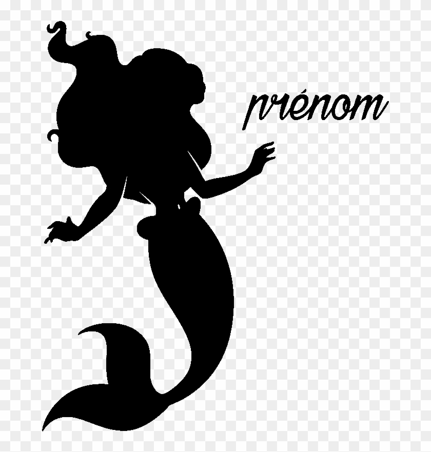 Sticker Prenom Personnalisable La Jolie Sirene Ambiance - Silhouette Petite Sirene Clipart #2941501