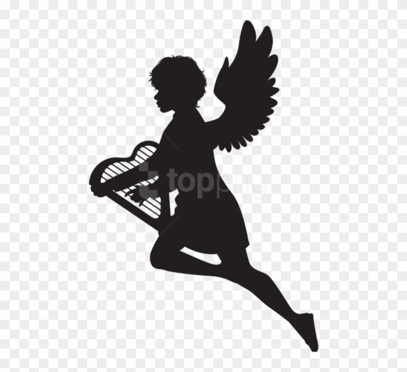 Free Png Angel With Harp Silhouette Png - Angel With Harp Silhouette Clipart #2941547