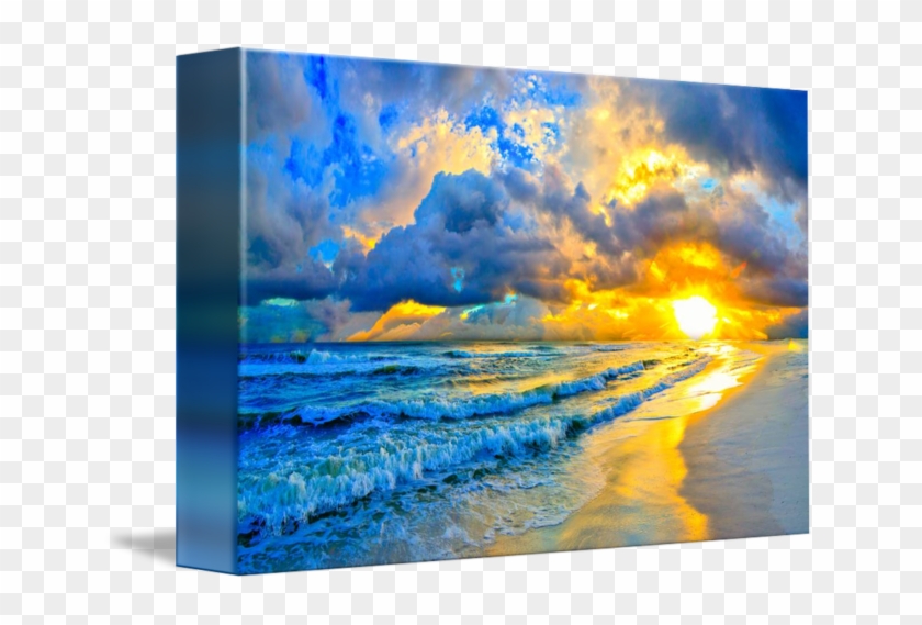 Acrylic Drawing Ocean - Sunset Ocean Acrylic Painting Clipart #2944773