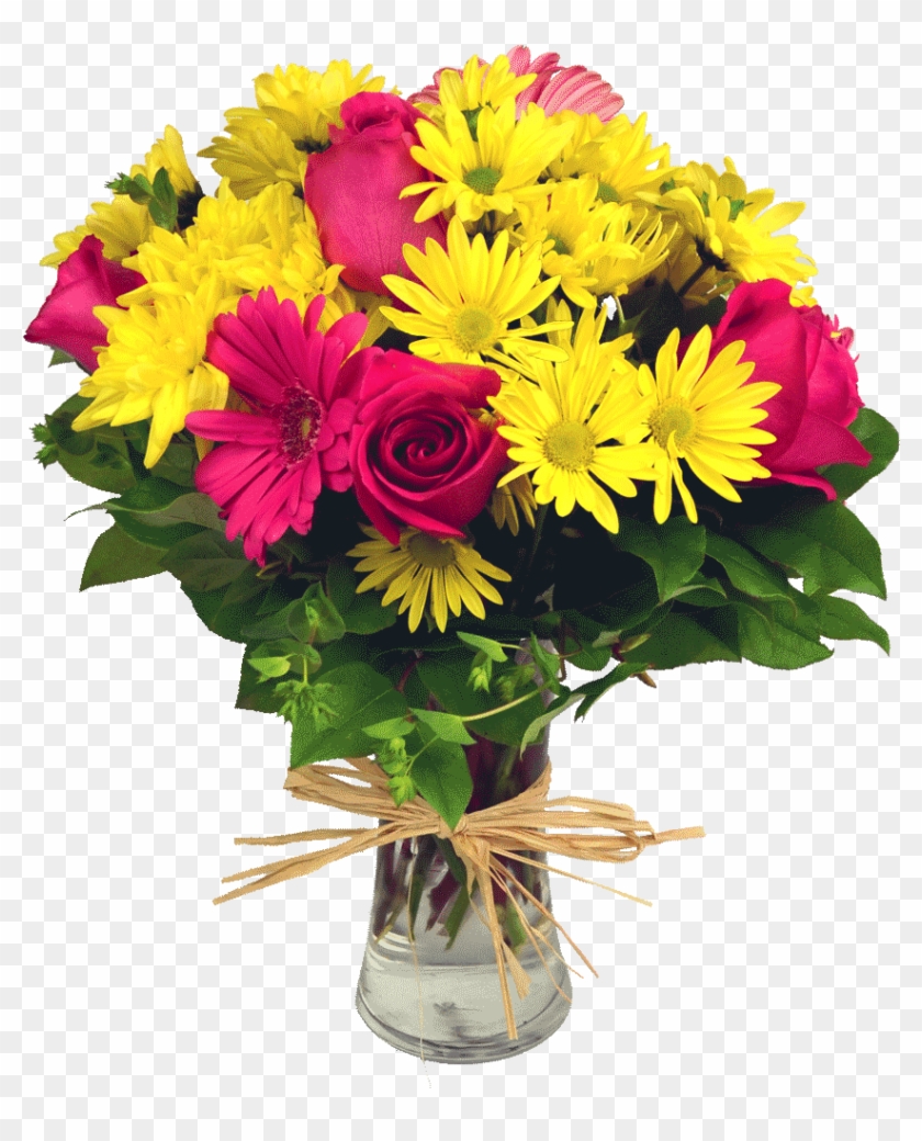 Sunny Delight Bouquet - Multi Colored Rose Bouquet Clipart
