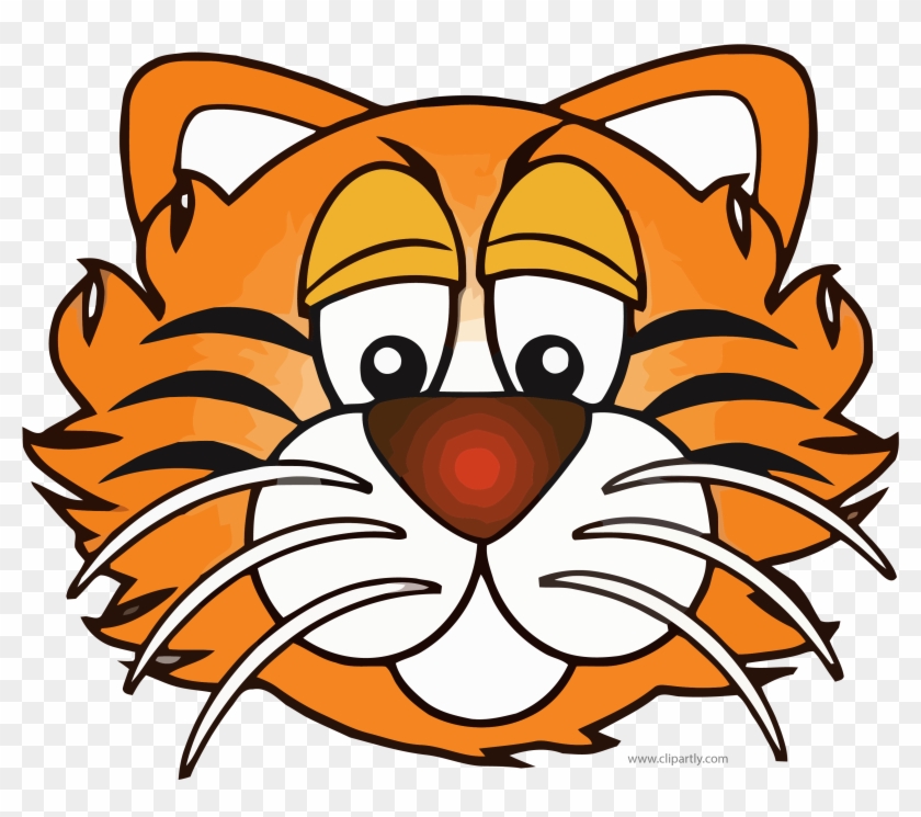 Dark Orange Color Face Tigger Clipart Png Image Download - Tiger Mask Clipart Black And White Transparent Png #2946598