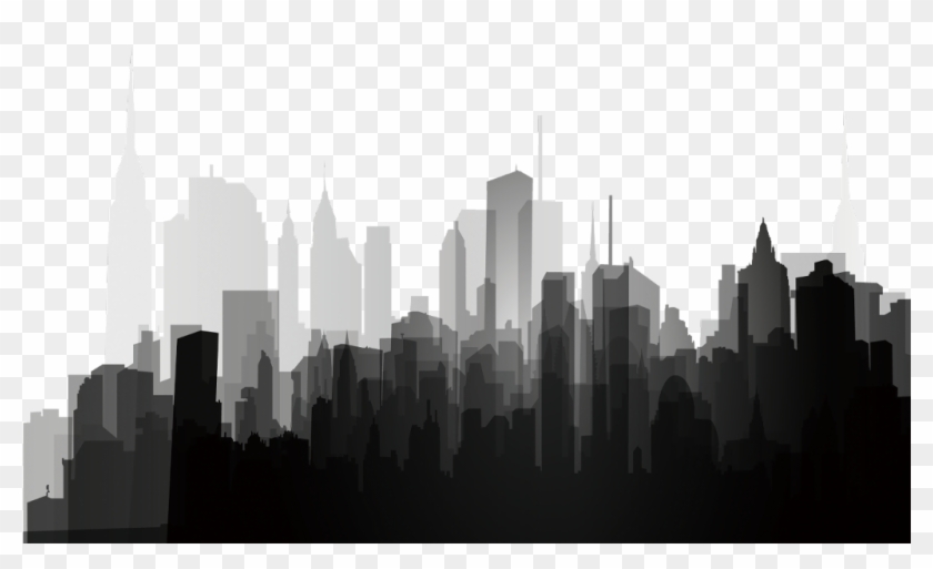 #city #silhouette #urban #blackandwhite #architecture - Transparent City Silhouette Png Clipart #2948719