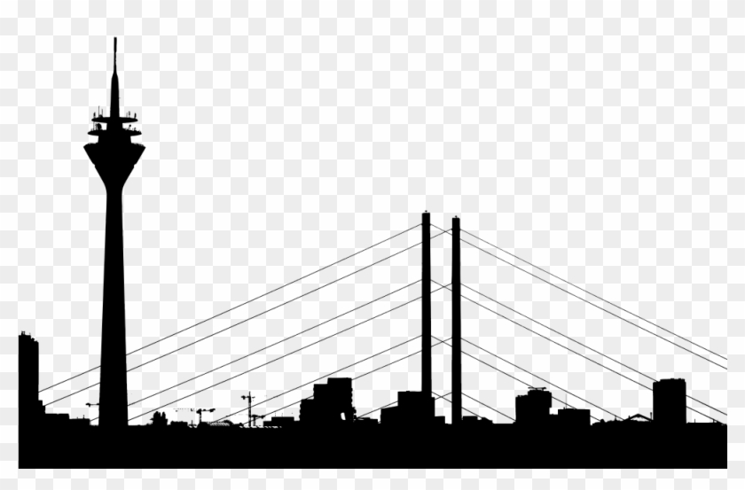Onlinelabels Clip Art Dusseldorf Cityscape Silhouette - Rheinturm Düsseldorf - Png Download