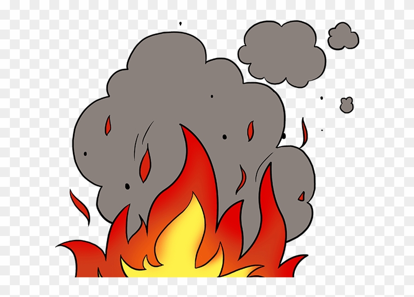 How To Draw Flames And Smoke - Cartoon Fire With Smoke Clipart #2953772