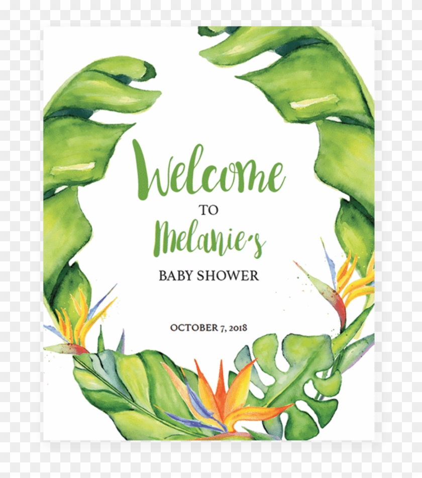 Banana Leaf Shower Welcome Sign Printable By Littlesizzle - Watercolor Painting Clipart