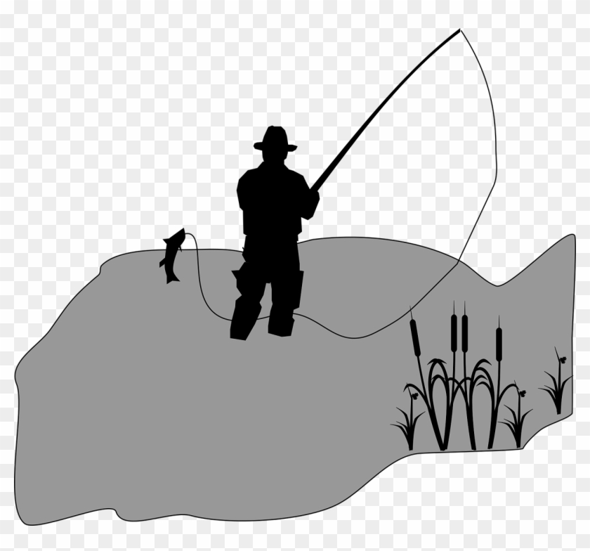 Cattail Fish Fisherman Fishing Png Image - เงา คน ตก ปลา Clipart