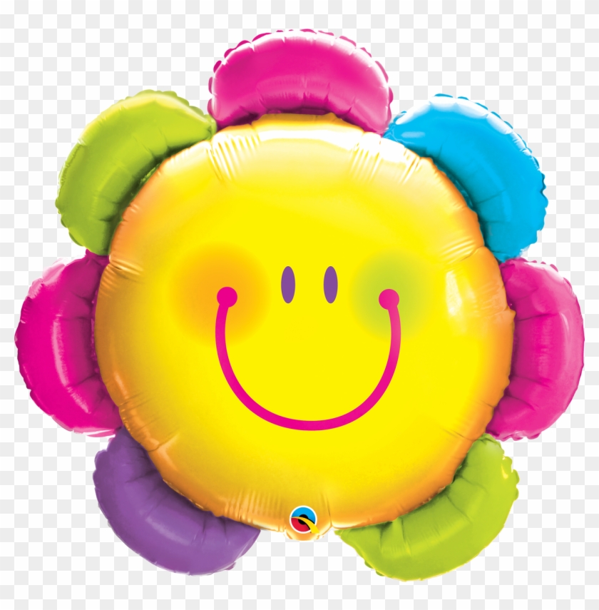 Funny Face Flower Foil Balloon 32" - Smiley Flower Balloon Clipart #2956500