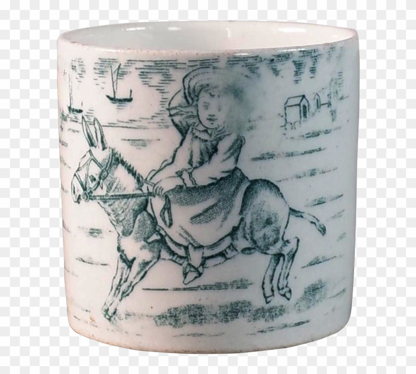 Victorian Cup Of Girl On Donkey - Burro Clipart