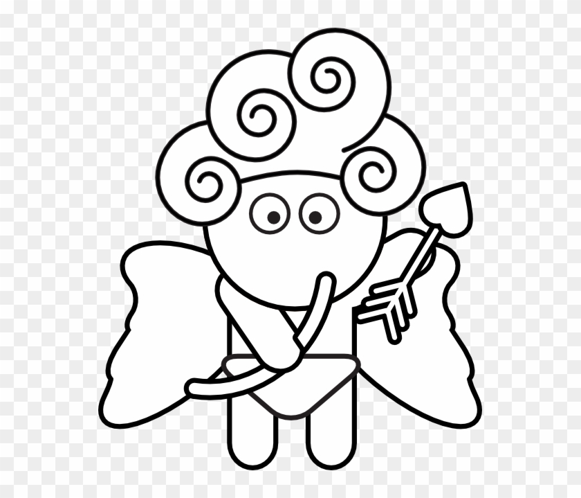 Cupid Black White Line Studiofibonacci 555px - Cupid Clip Art - Png Download #2961063