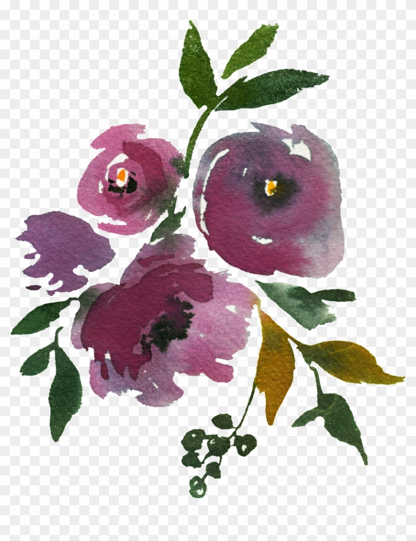 Hand-painted Dark Purple Flowers Png Transparent Material - Rosa Rubiginosa Clipart #2962896