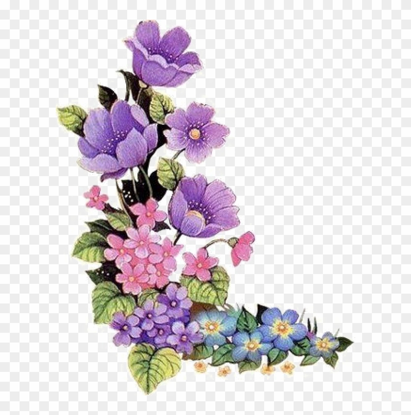 Purple Floral Border Free Png Image - Transparent Purple Flowers Png Clipart #2962979