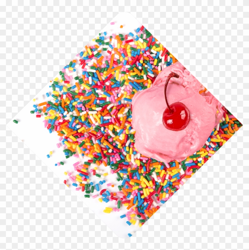 A Scoop Of Bright Pink Ice Cream Melts Into Candy Sprinkles - Pink Ice Cream Sprinkles Clipart #2963347
