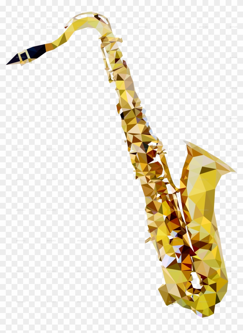 Saxophone Vector Png - Low Poly Music Instrument Clipart