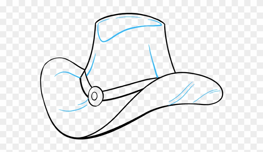 Drawing Cowboys Line - Cowboy Hat Drawing Easy Clipart #2967274
