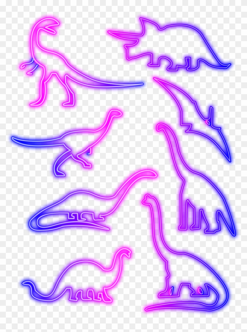 Gradient Neon Dinosaur Png And Vector Image - Art Clipart