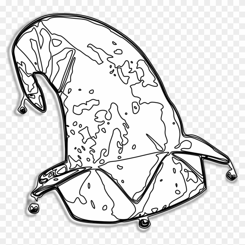 Elfhat Black White Line Art Christmas Xmas Holiday - Line Art Clipart #2968353