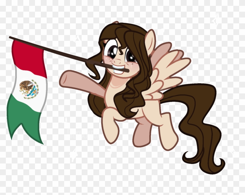 Heyyasyfox, Female, Flag, Mare, Mexico, Mouth Hold, - Cartoon Clipart