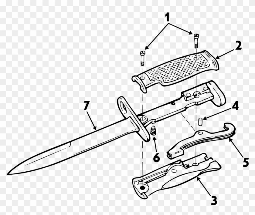 Bayonet Knife M6 Exploded View - Exploded View Of Tool Clipart #2972309
