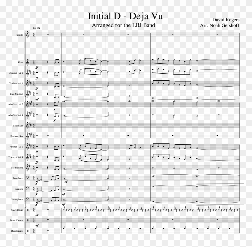 Deja Vu For Marching Band Sheet Music For Flute, Clarinet, - Sea Of Wisdom Score Clipart #2973326