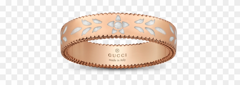 Gucci Fashion Jewelry Icon Blooms Ring - Gucci Icon Blossom Yellow Gold & White Enamel 4mm Clipart #2973893