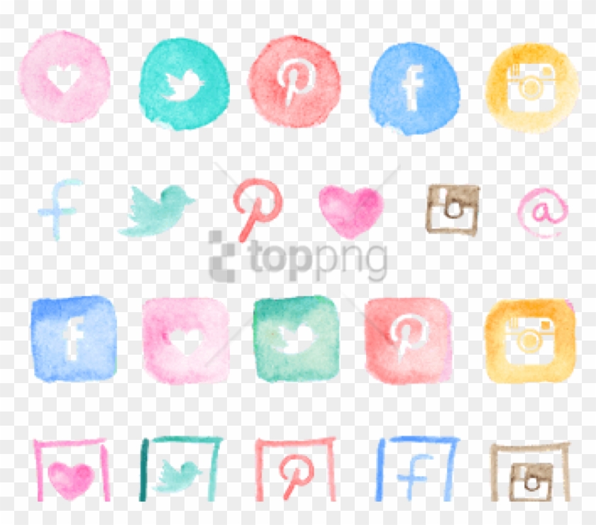 Watercolour Social Media Icons Clipart