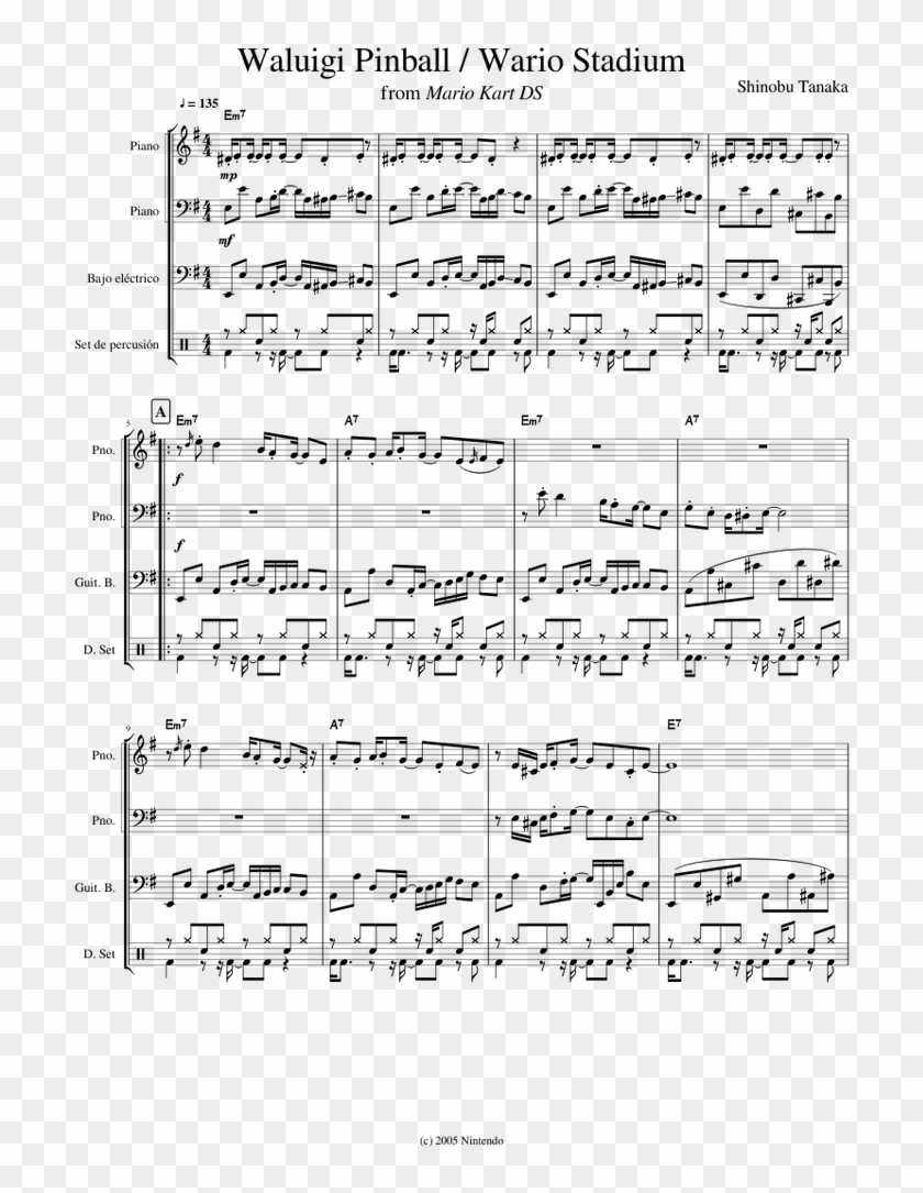 Waluigi Pinball/wario Stadium - Mario Kart Ds Waluigi Pinball Wario Stadium Sheet Music Clipart