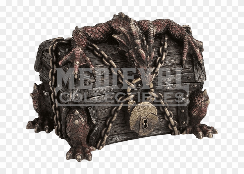 Dragon Breaking Out Of Chained Chest - Chest Clipart