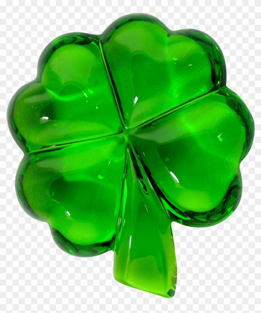 Baccarat Moss Green Four Leaf Clover Paperweight - Shamrock Clipart