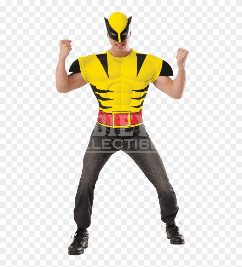 Adult Deluxe Wolverine Costume Top And Mask Set - Costume Clipart