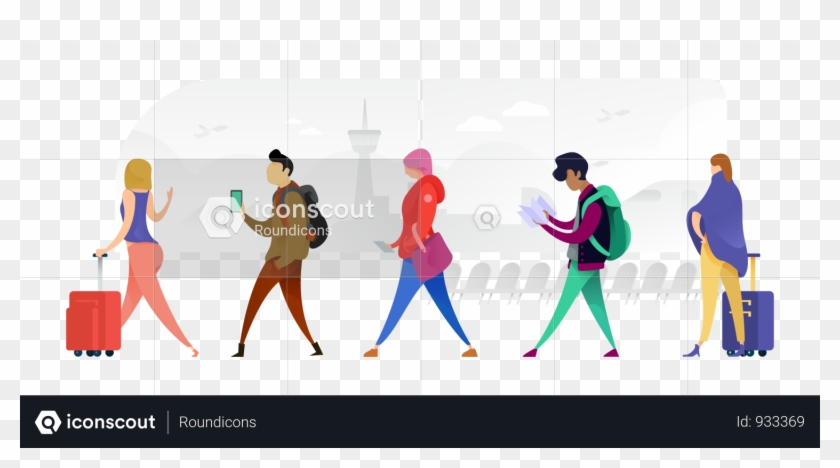 Many Nationalities Walking Across With Their Bags Illustration - Illustration Clipart #2981176
