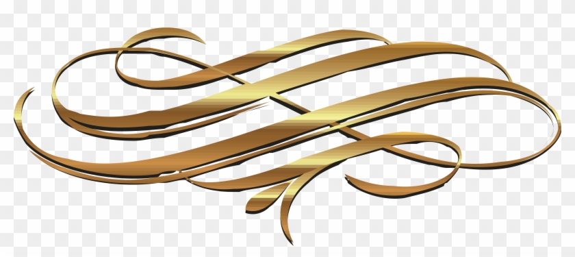 Euclidean Gold Ribbon - Gold Flourishes Clipart