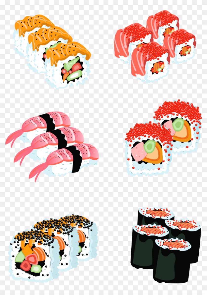 Food Element Design Cartoon Sushi Png And Vector Image - Illustration Clipart