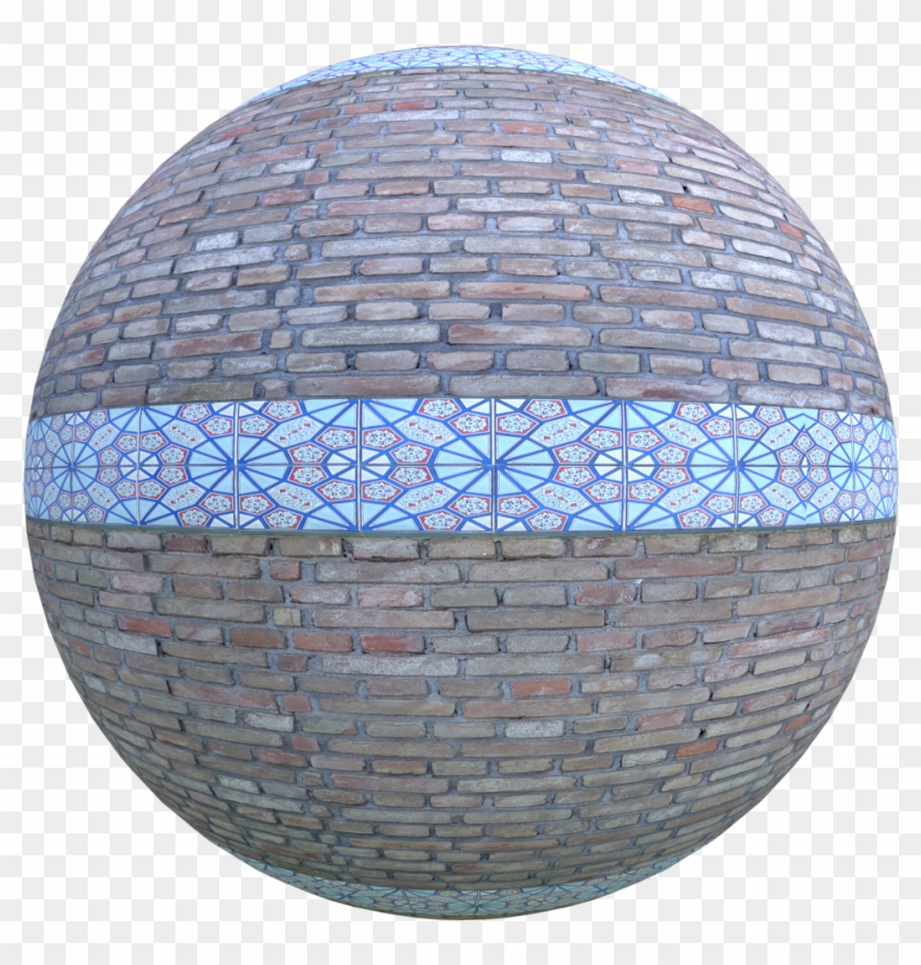Seamless Brick Wall With Blue Ceramic - Cobblestone Clipart