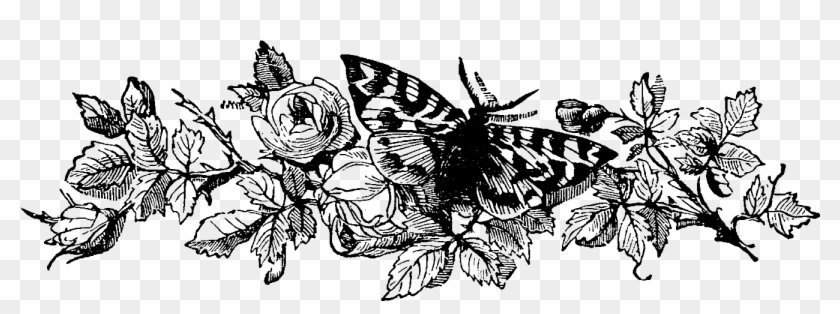 Vintage Flower Clipart Black And White - Vintage Flower Png Black Transparent Png